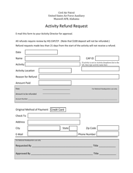 Document preview: Activity Refund Request