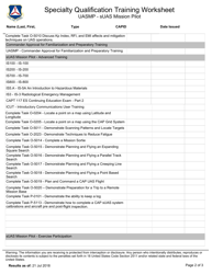 Specialty Qualification Training Worksheet. Uasmp - Suas Mission Pilot, Page 2