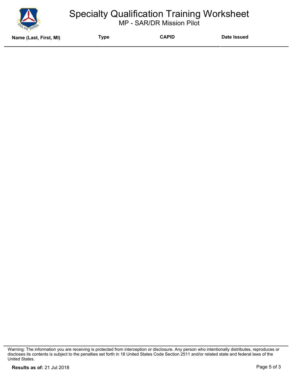 Specialty Qualification Training Worksheet. Uasmp - Suas Mission Pilot, Page 5