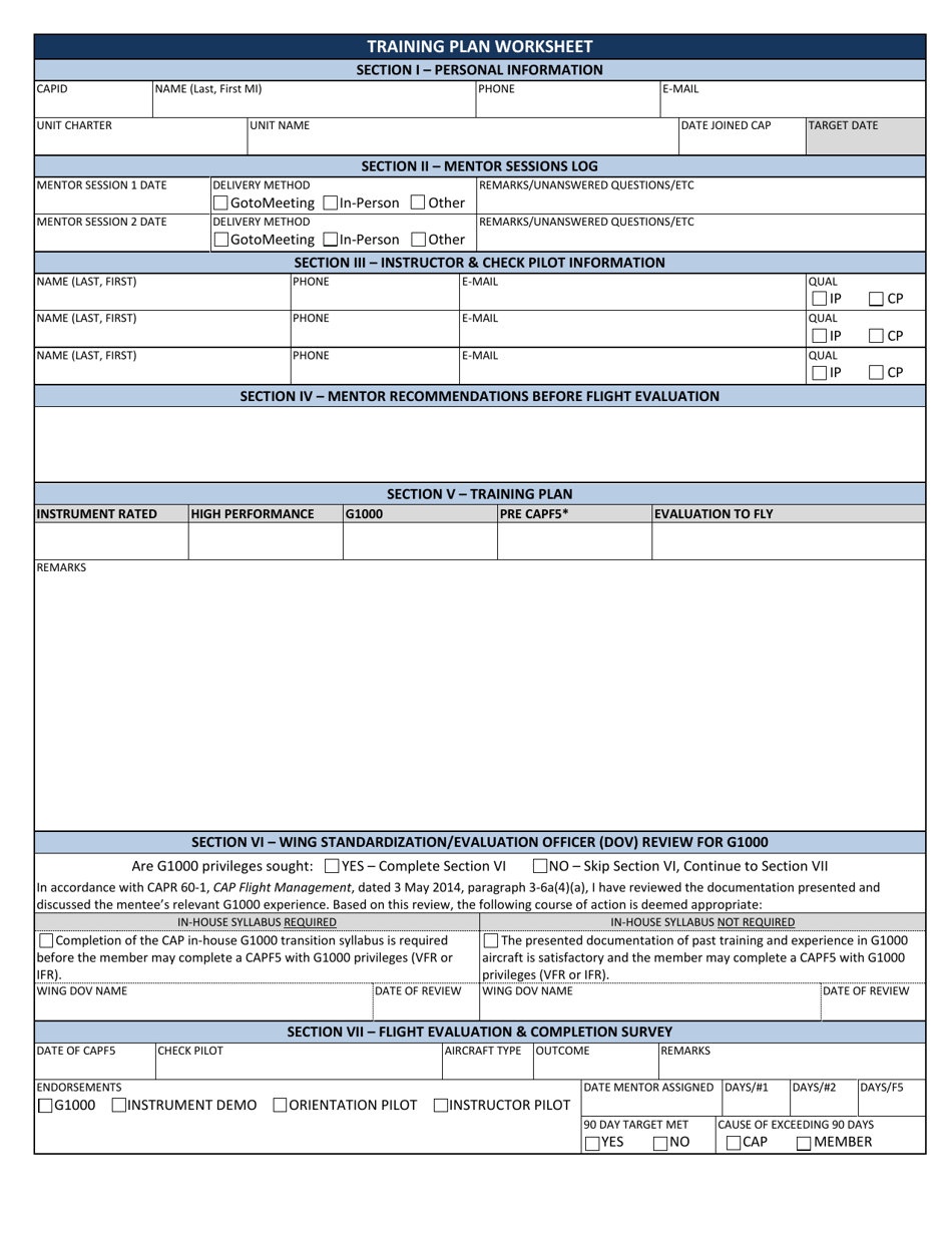 Training Plan Worksheet - Blue - Fill Out, Sign Online and Download PDF ...