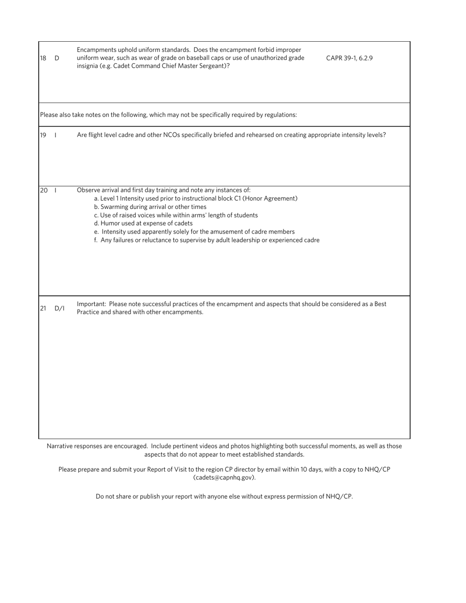 Encampment Visitor Checklist, Page 3