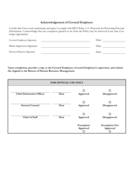 Protocols for Protecting Personal Information Covered Employee Exemption Request - Florida, Page 2