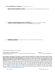 Discrimination Complaint Form - Florida, Page 2