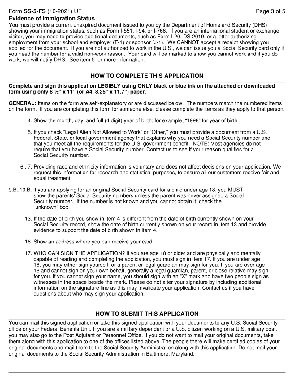 Form SS-5-FS Download Fillable PDF Or Fill Online Application For A ...