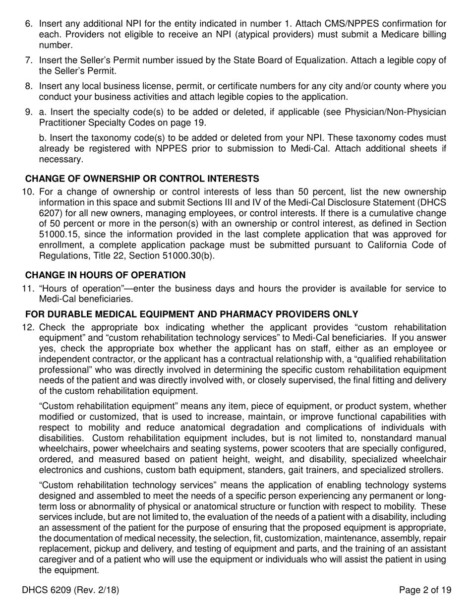 Form DHCS6209 Medi-Cal Supplemental Changes - California, Page 4