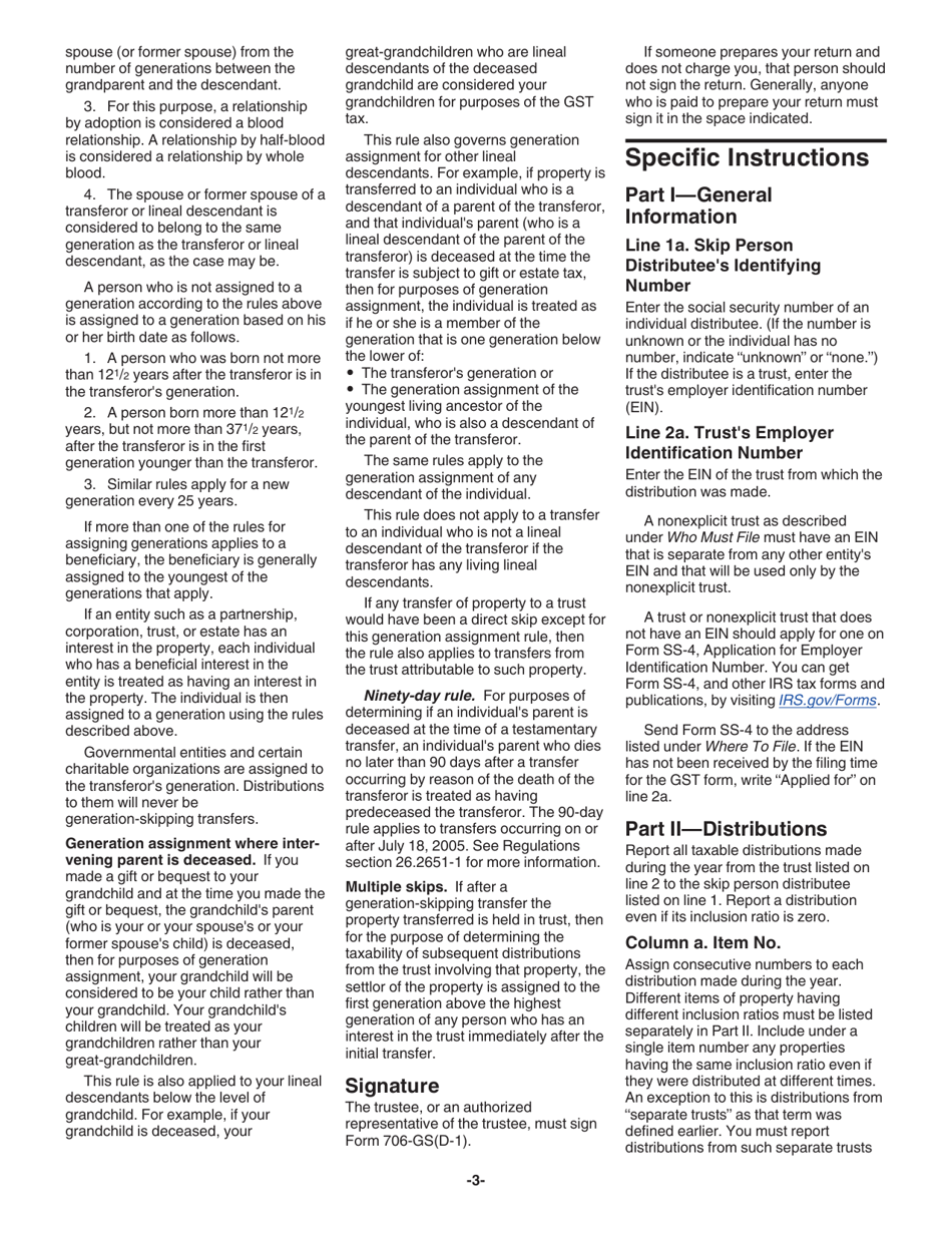 Instructions for IRS Form 706-GS(D-1) Notification of Distribution From a Generation-Skipping Trust, Page 3