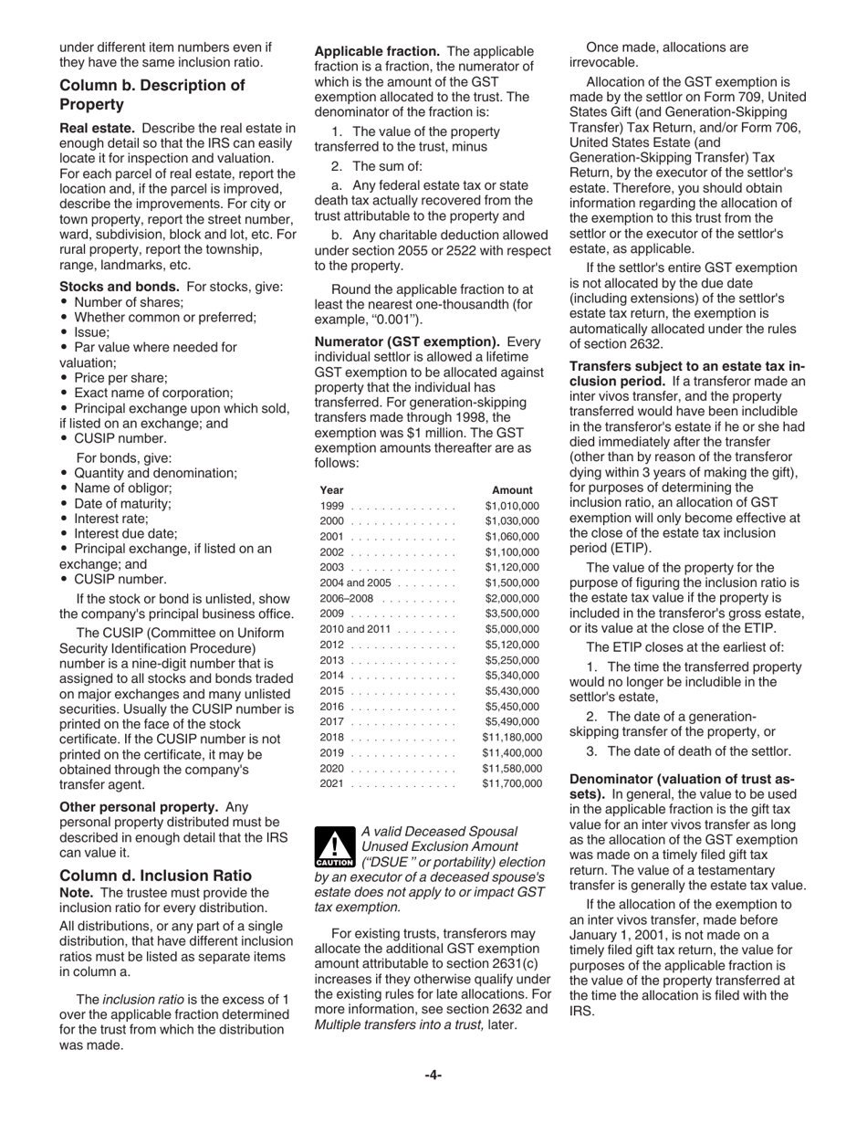 Instructions for IRS Form 706-GS(D-1) Notification of Distribution From a Generation-Skipping Trust, Page 4