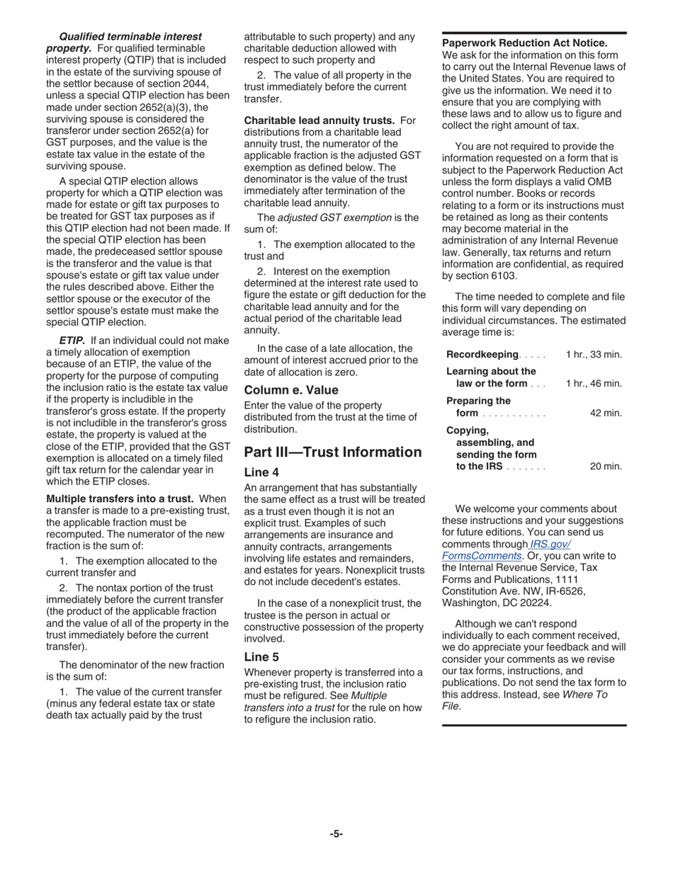 Instructions for IRS Form 706-GS(D-1) Notification of Distribution From a Generation-Skipping Trust, Page 5