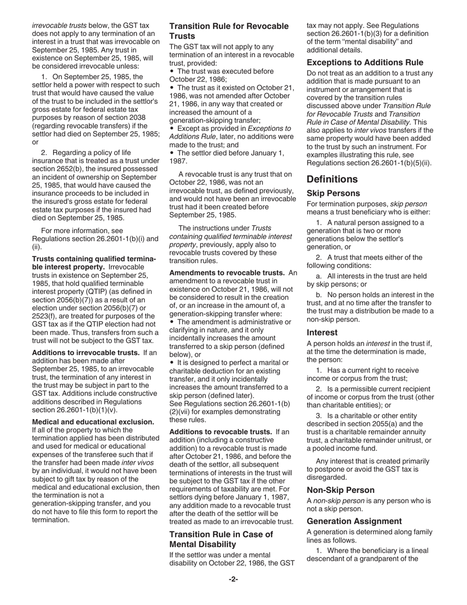 Instructions for IRS Form 706-GS(T) Generation-Skipping Transfer Tax Return for Terminations, Page 2