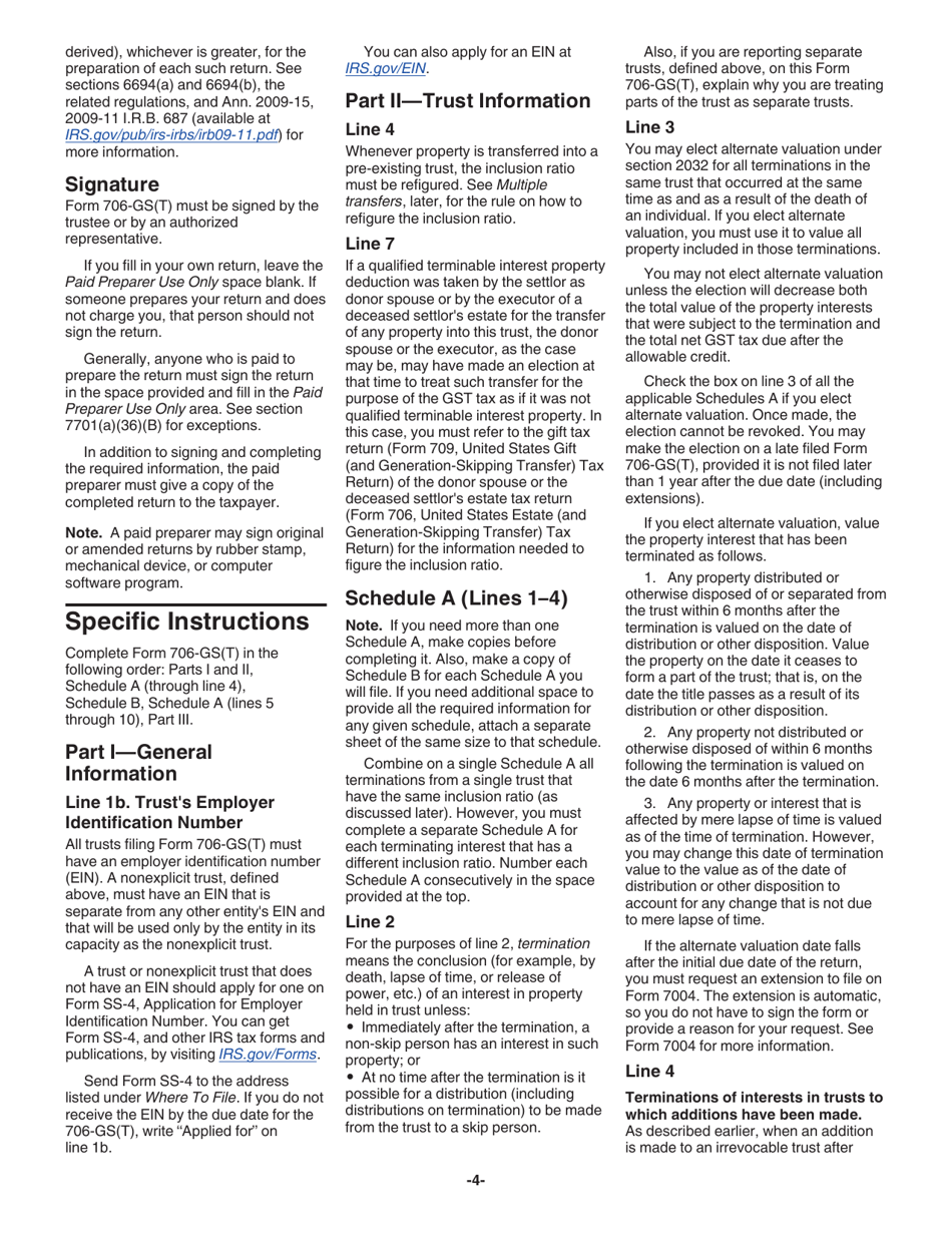 Instructions for IRS Form 706-GS(T) Generation-Skipping Transfer Tax Return for Terminations, Page 4