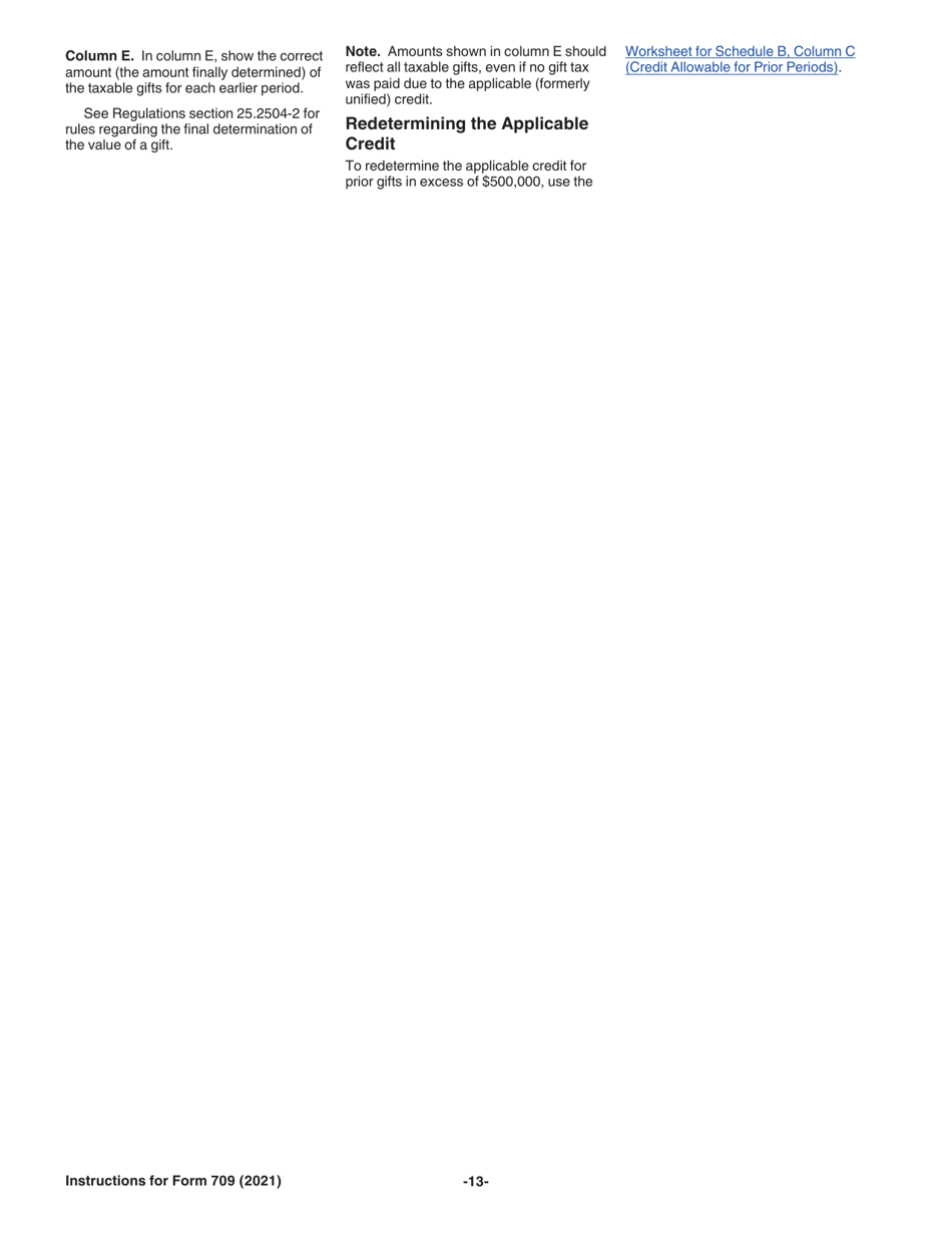 Instructions for IRS Form 709 United States Gift (And Generation-Skipping Transfer) Tax Return, Page 13