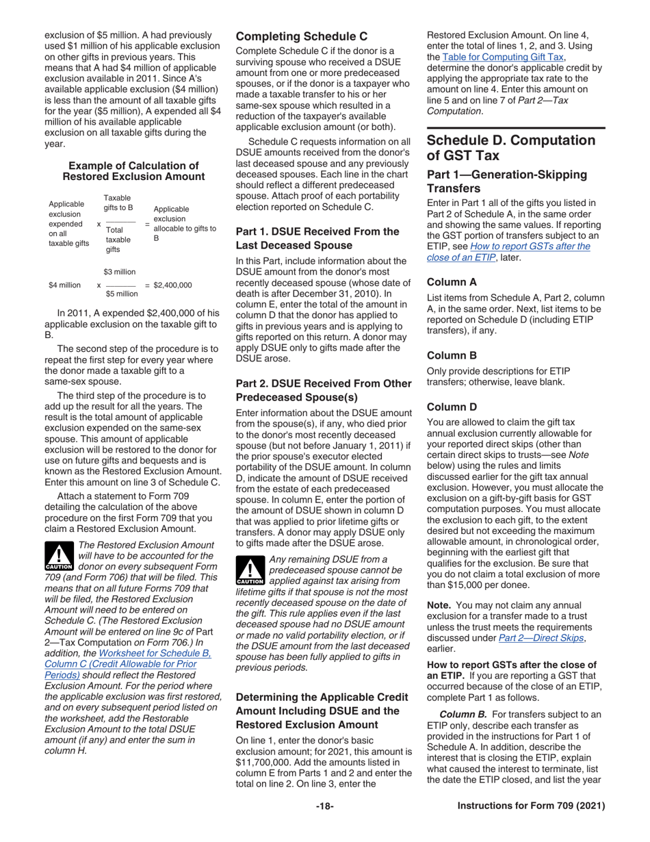 Instructions for IRS Form 709 United States Gift (And Generation-Skipping Transfer) Tax Return, Page 18