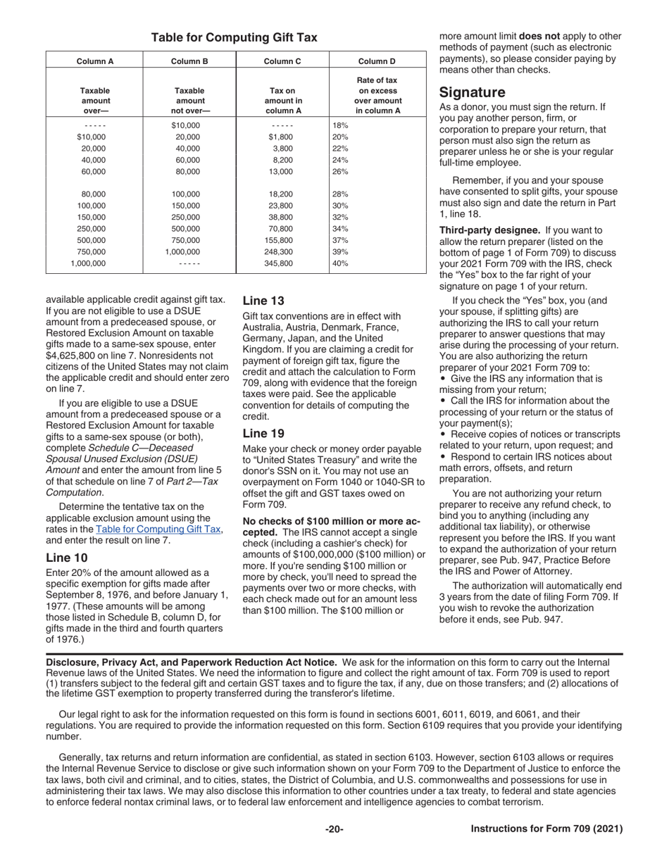 Instructions for IRS Form 709 United States Gift (And Generation-Skipping Transfer) Tax Return, Page 20