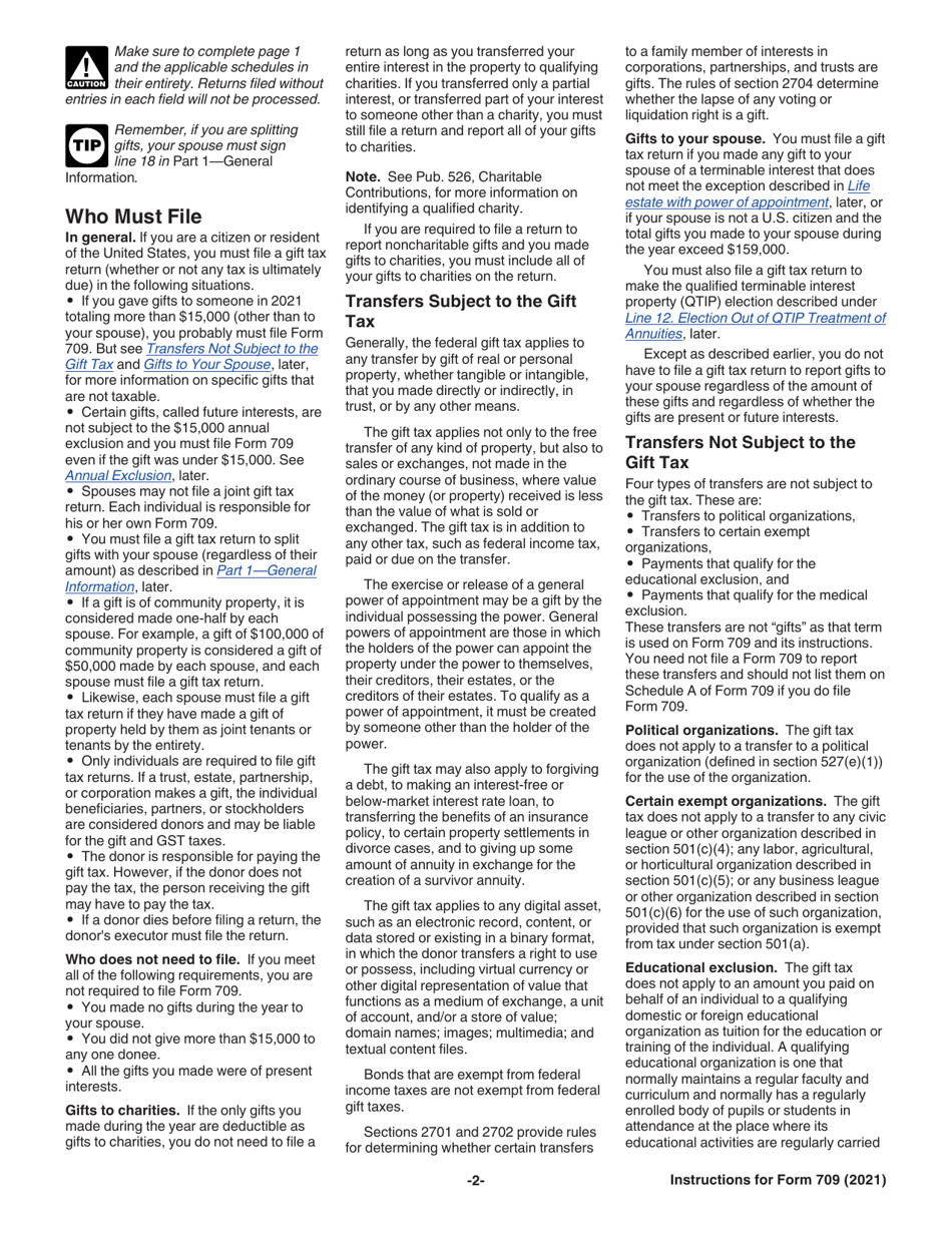 Instructions for IRS Form 709 United States Gift (And Generation-Skipping Transfer) Tax Return, Page 2