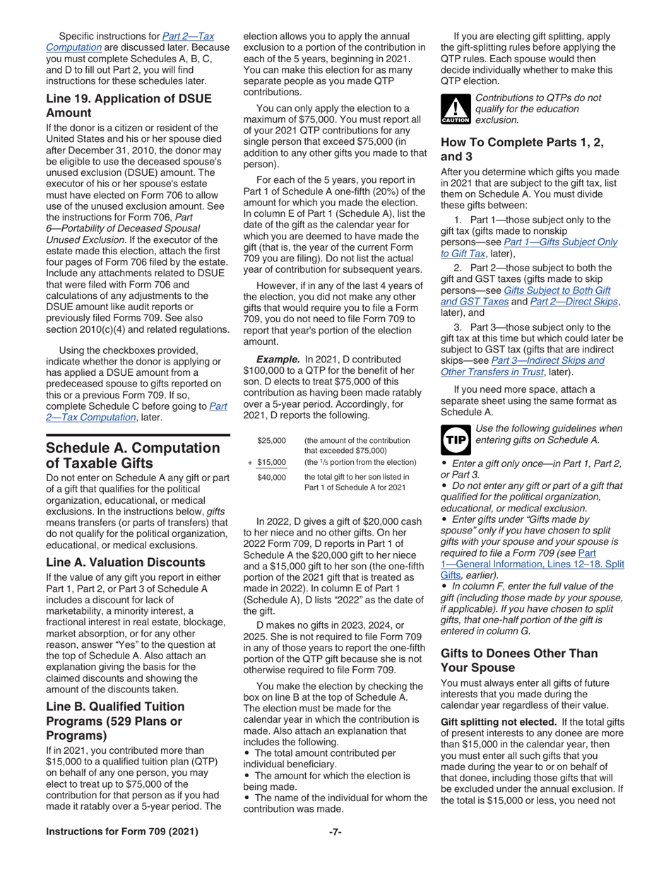 Instructions for IRS Form 709 United States Gift (And Generation-Skipping Transfer) Tax Return, Page 7