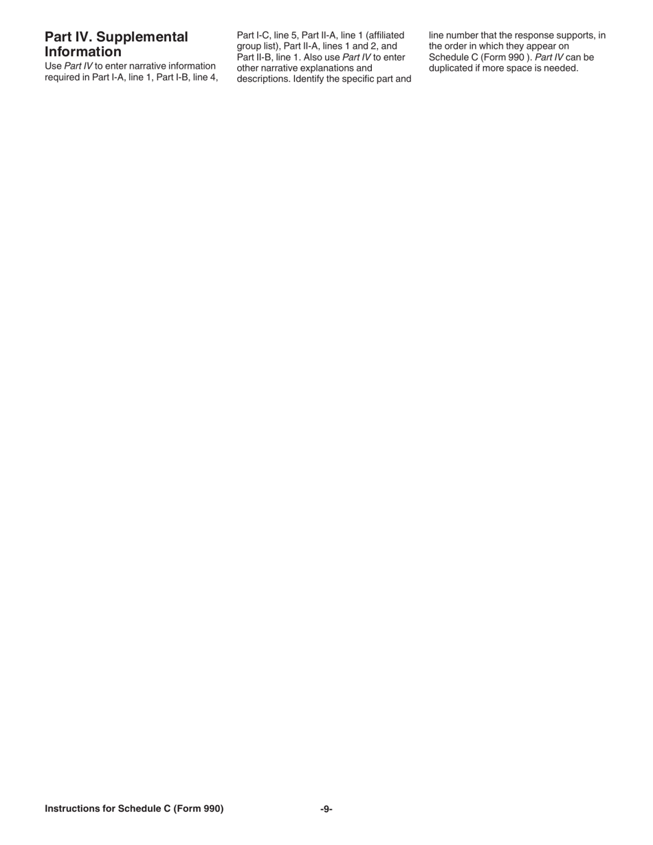 Instructions for IRS Form 990 Schedule C Political Campaign and Lobbying Activities, Page 9