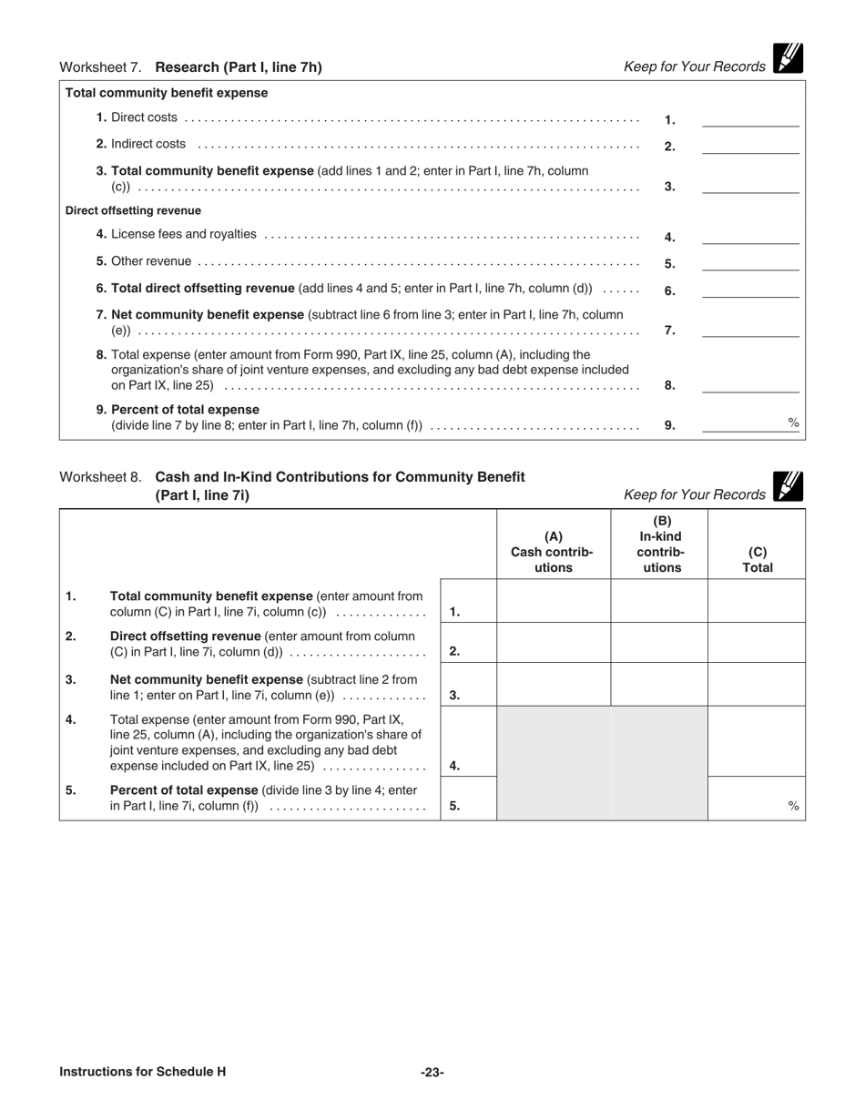 Instructions for IRS Form 990 Schedule H Hospitals, Page 23