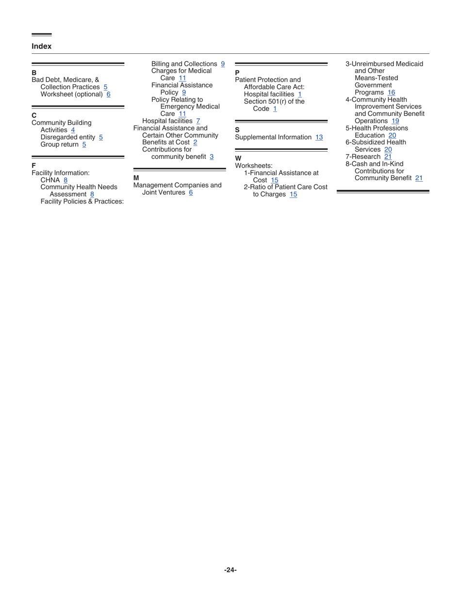 Instructions for IRS Form 990 Schedule H Hospitals, Page 24
