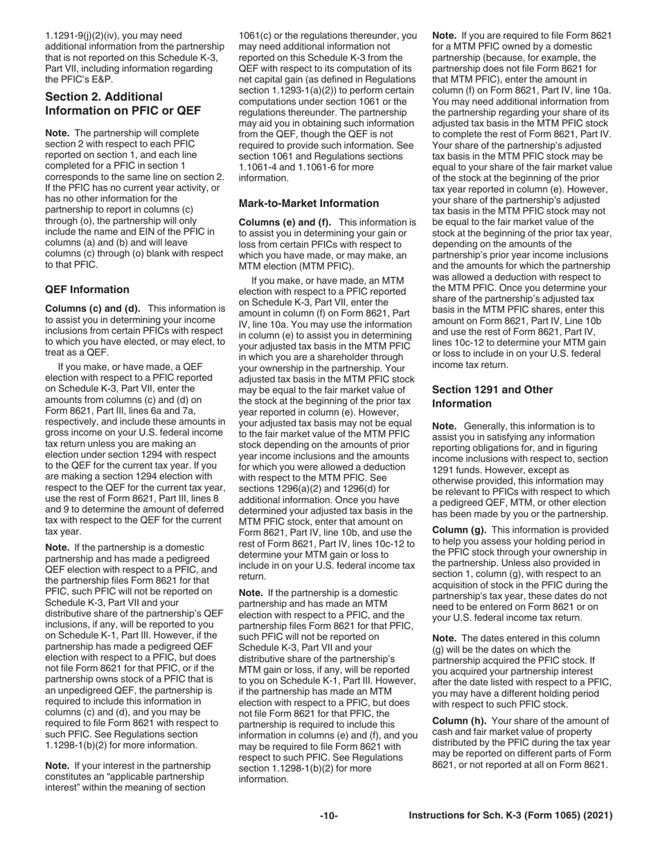 Instructions for IRS Form 1065 Schedule K-3 Partners Share of Income, Deductions, Credits, Etc. - International, Page 10