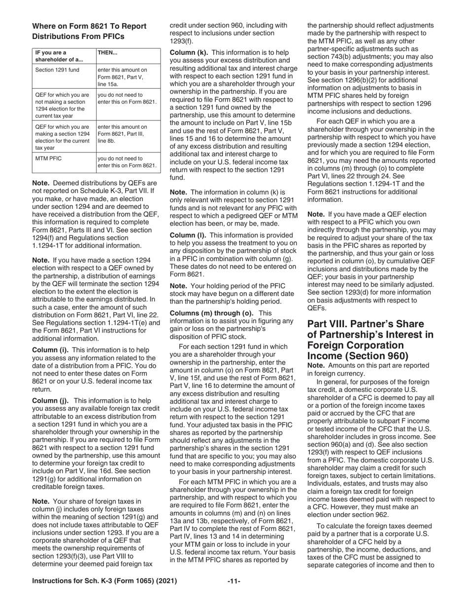 Instructions for IRS Form 1065 Schedule K-3 Partners Share of Income, Deductions, Credits, Etc. - International, Page 11