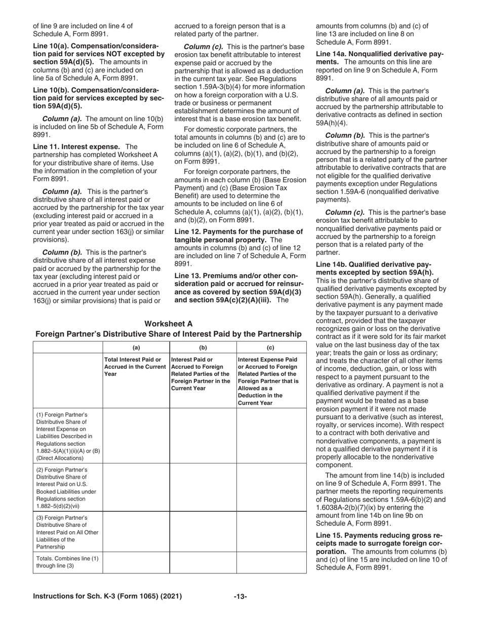 Instructions for IRS Form 1065 Schedule K-3 Partners Share of Income, Deductions, Credits, Etc. - International, Page 13