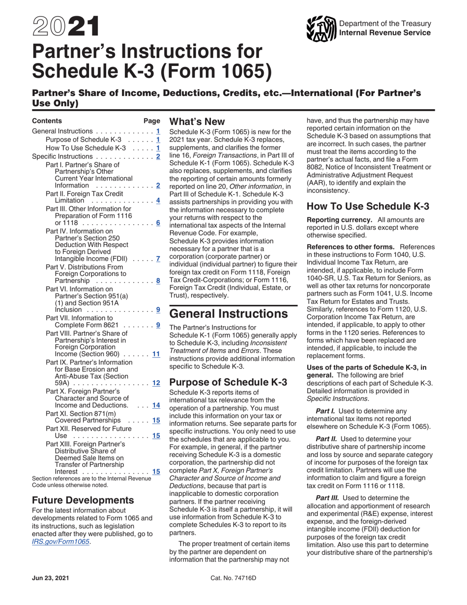 Instructions for IRS Form 1065 Schedule K-3 Partners Share of Income, Deductions, Credits, Etc. - International, Page 1