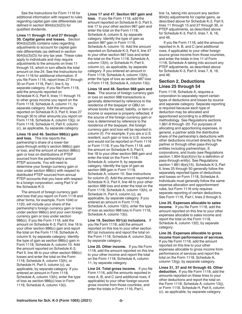 Instructions for IRS Form 1065 Schedule K-3 Partners Share of Income, Deductions, Credits, Etc. - International, Page 5