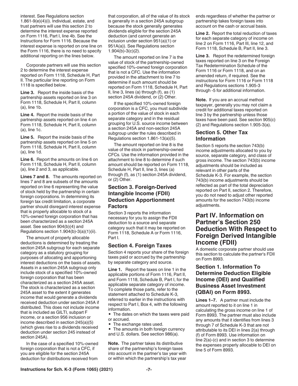 Instructions for IRS Form 1065 Schedule K-3 Partners Share of Income, Deductions, Credits, Etc. - International, Page 7