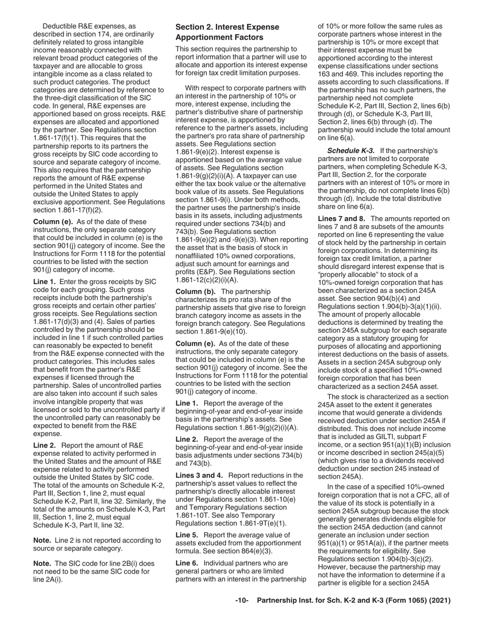 Instructions for IRS Form 1065 Schedule K-2, K-3, Page 10
