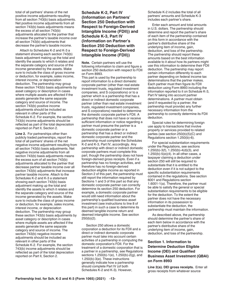 Instructions for IRS Form 1065 Schedule K-2, K-3, Page 13