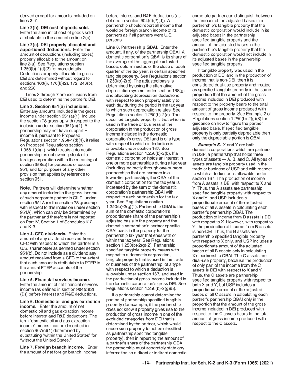 Instructions for IRS Form 1065 Schedule K-2, K-3, Page 14