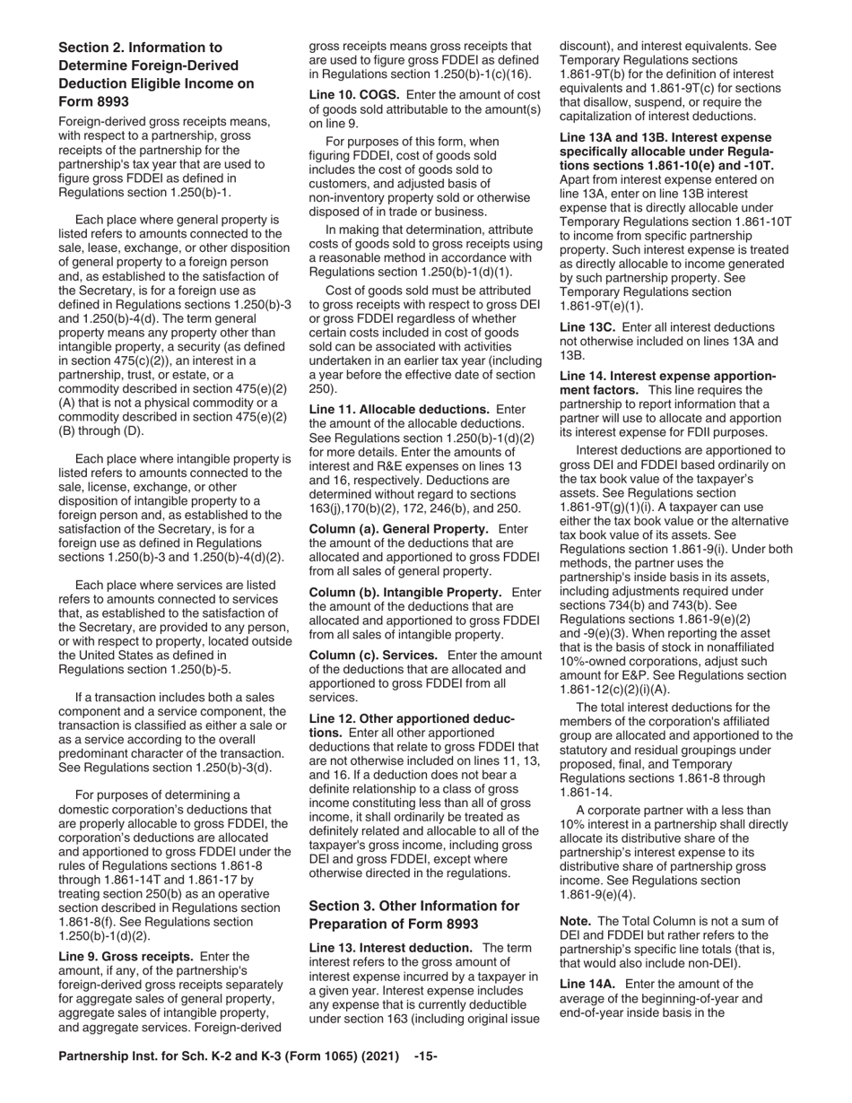 Instructions for IRS Form 1065 Schedule K-2, K-3, Page 15