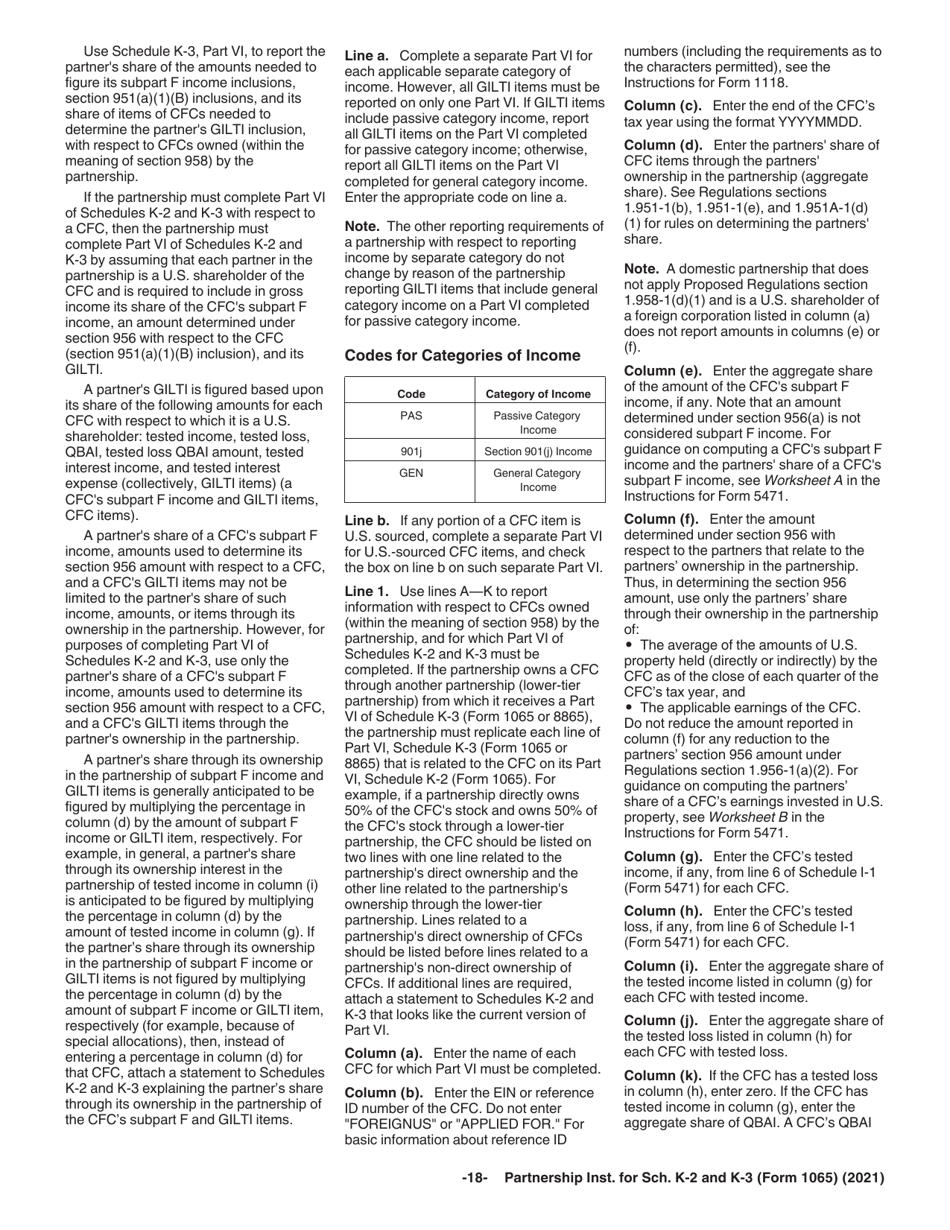 Instructions for IRS Form 1065 Schedule K-2, K-3, Page 18