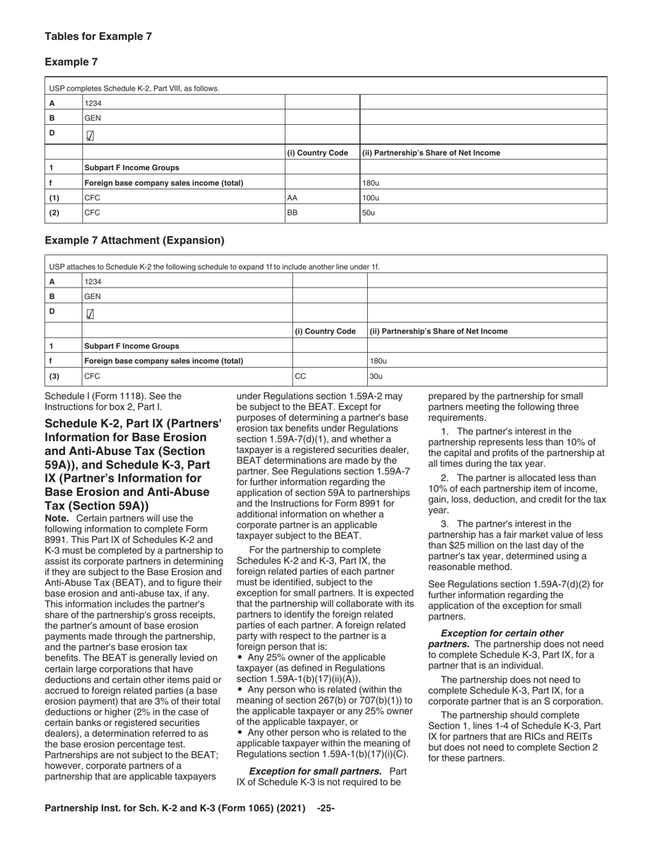 Instructions for IRS Form 1065 Schedule K-2, K-3, Page 25