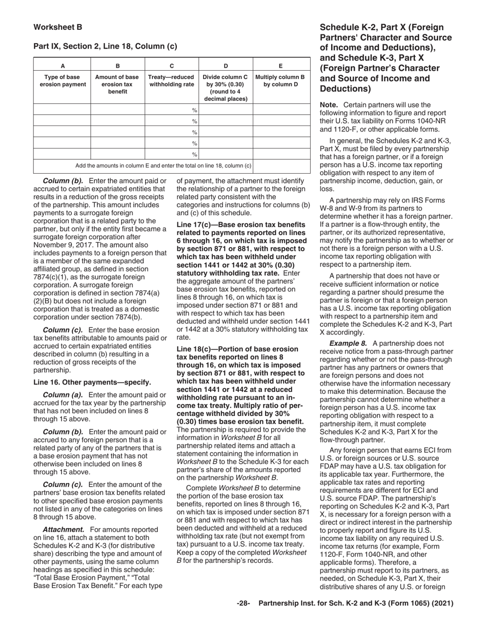 Instructions for IRS Form 1065 Schedule K-2, K-3, Page 28