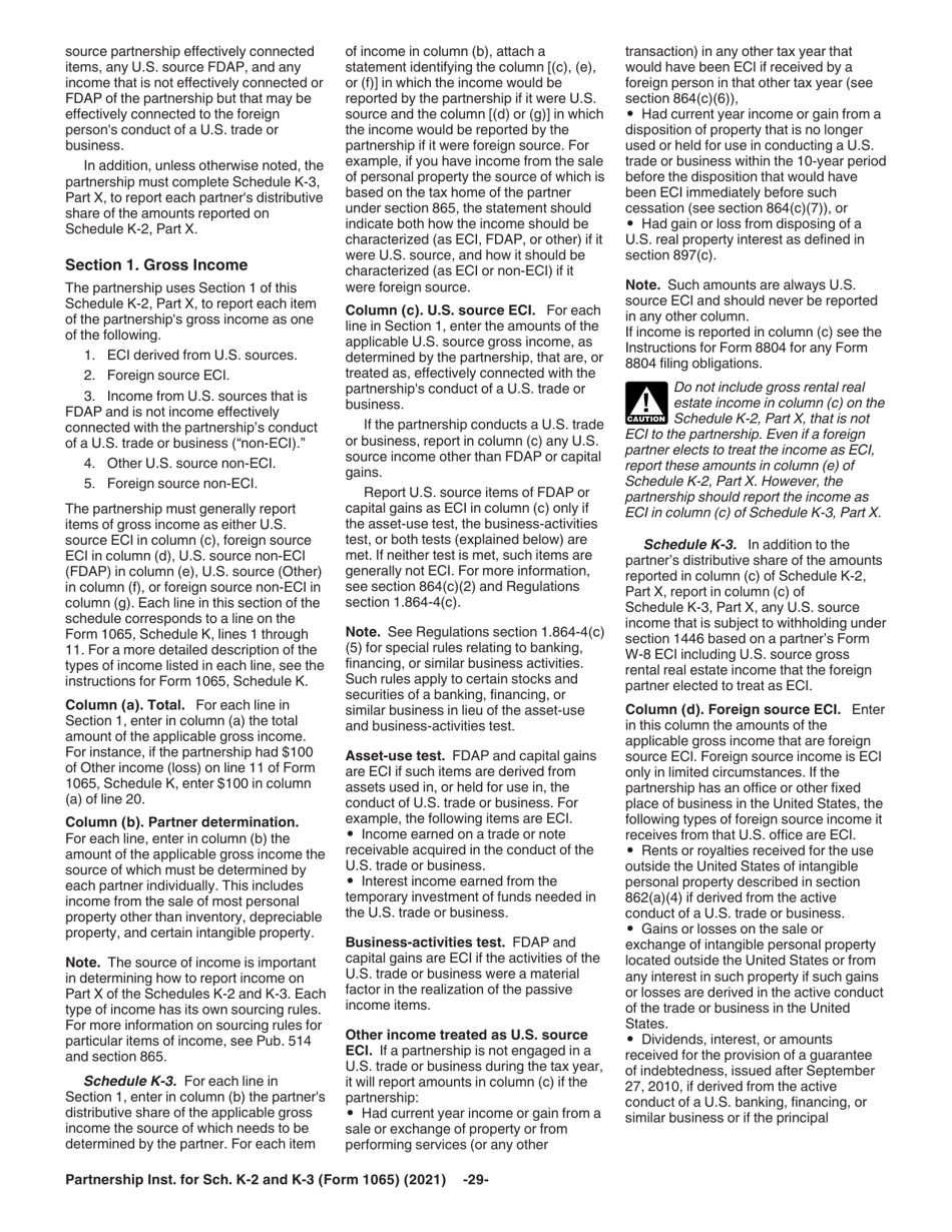 Instructions for IRS Form 1065 Schedule K-2, K-3, Page 29