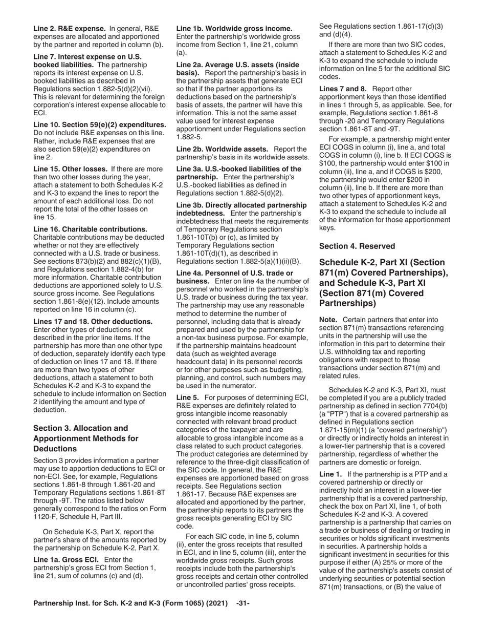 Instructions for IRS Form 1065 Schedule K-2, K-3, Page 31