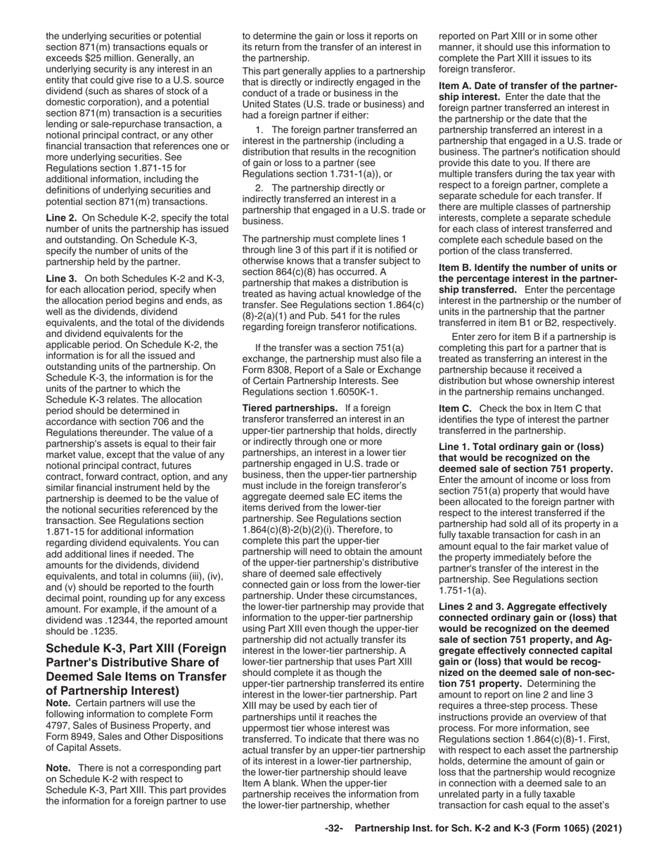 Instructions for IRS Form 1065 Schedule K-2, K-3, Page 32