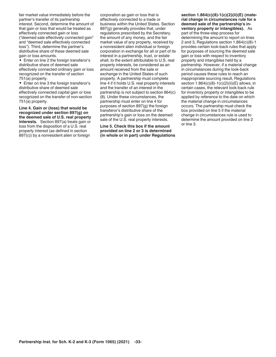 Instructions for IRS Form 1065 Schedule K-2, K-3, Page 33