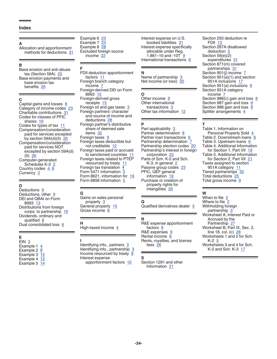 Instructions for IRS Form 1065 Schedule K-2, K-3, Page 34