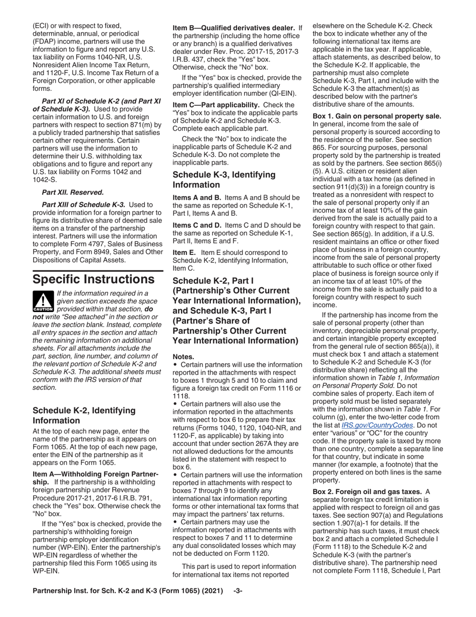 Instructions for IRS Form 1065 Schedule K-2, K-3, Page 3