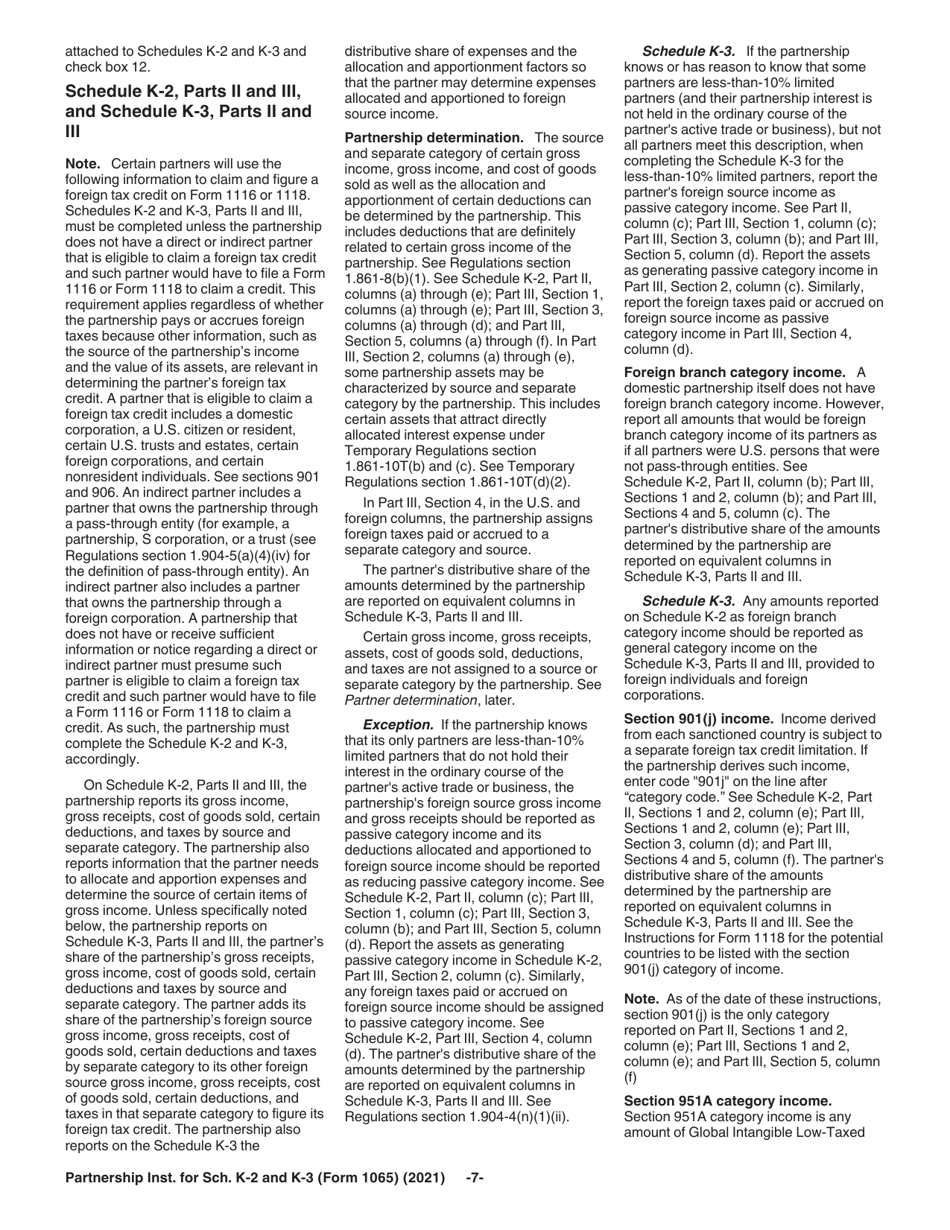 Instructions for IRS Form 1065 Schedule K-2, K-3, Page 7