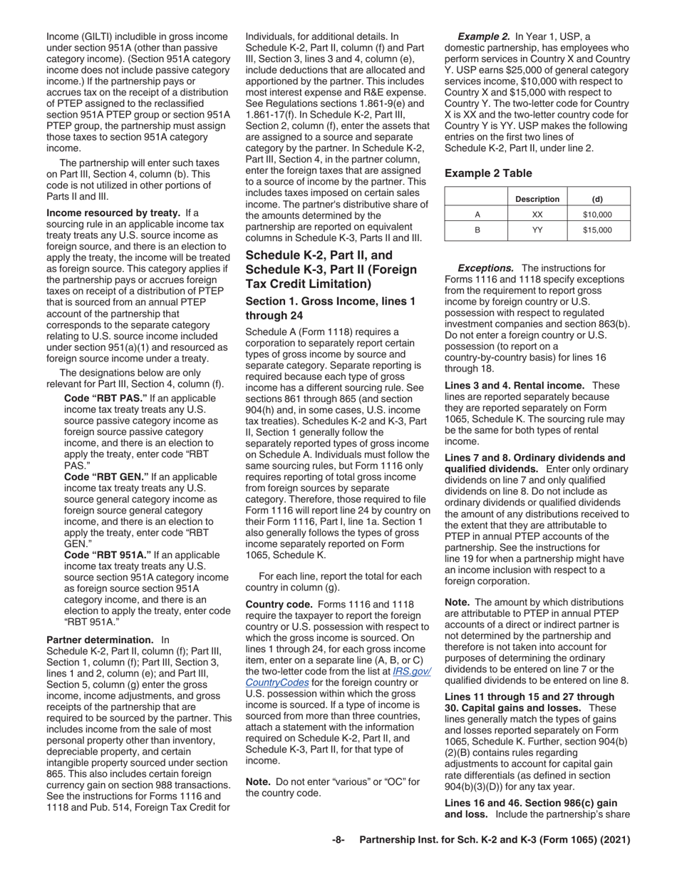Instructions for IRS Form 1065 Schedule K-2, K-3, Page 8