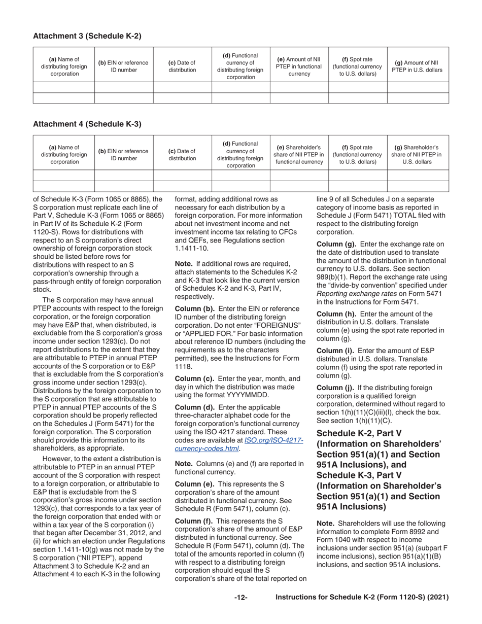 Instructions for IRS Form 1120-S Schedule K-2, K-3, Page 12