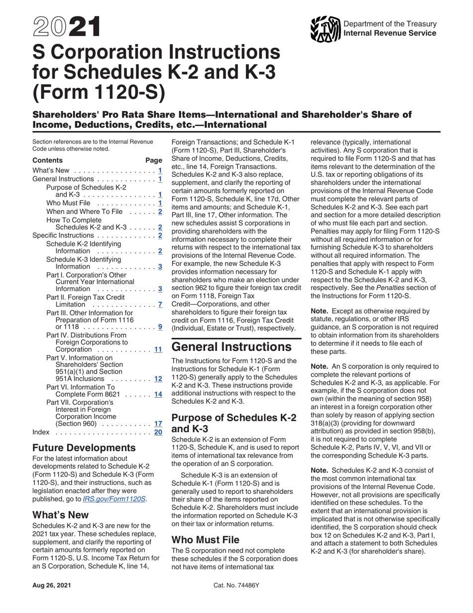 Instructions for IRS Form 1120-S Schedule K-2, K-3, Page 1