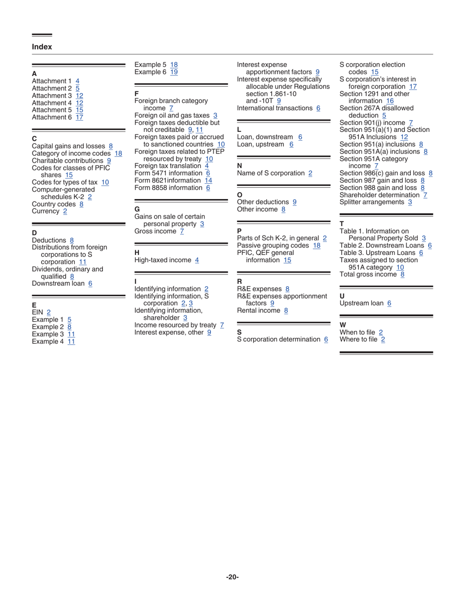 Instructions for IRS Form 1120-S Schedule K-2, K-3, Page 20