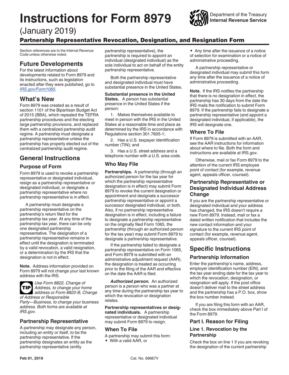 Instructions for IRS Form 8979 Partnership Representative Revocation, Designation, and Resignation Form, Page 3
