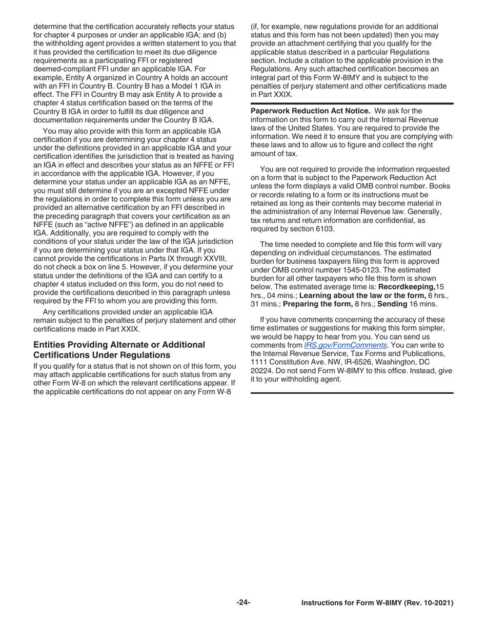 Instructions for IRS Form W-8IMY Certificate of Foreign Intermediary, Foreign Flow-Through Entity, or Certain U.S. Branches for United States Tax Withholding and Reporting, Page 24
