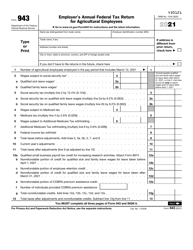 IRS Form 943 Employer&#039;s Annual Federal Tax Return for Agricultural Employees