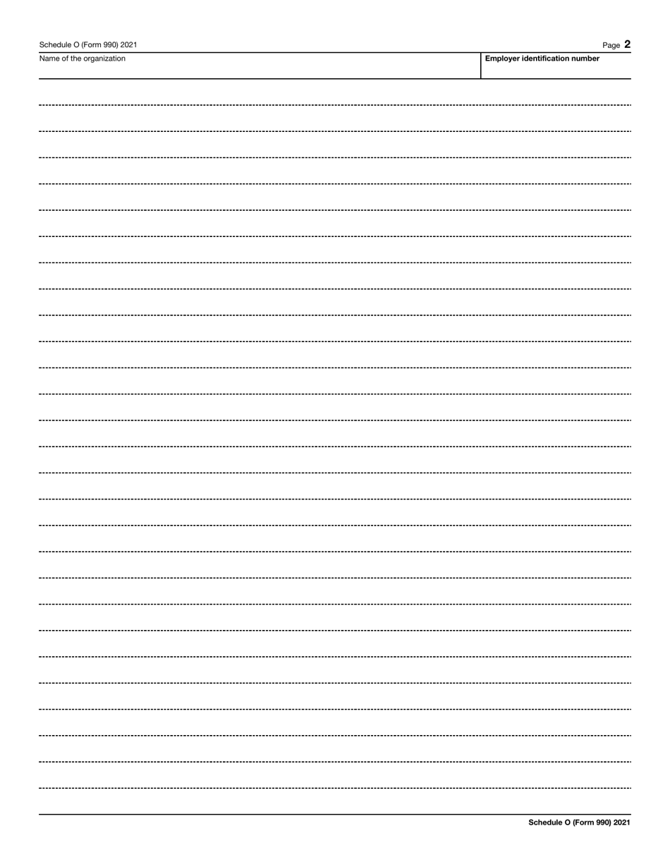 IRS Form 990 Schedule O Supplemental Information to Form 990 or 990-ez, Page 2